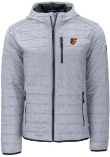 Cutter and Buck Baltimore Orioles Mens Grey Rainier PrimaLoft Hooded Filled Jacket