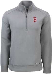 Cutter and Buck Boston Red Sox Mens Grey Roam Long Sleeve 1/4 Zip Pullover