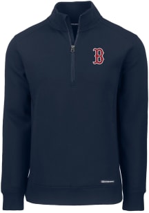 Cutter and Buck Boston Red Sox Mens Navy Blue Roam Long Sleeve 1/4 Zip Pullover