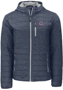 Cutter and Buck Chicago Cubs Mens Grey Rainier PrimaLoft Hooded Filled Jacket