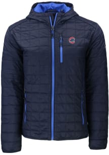 Cutter and Buck Chicago Cubs Mens Navy Blue Rainier PrimaLoft Hooded Filled Jacket