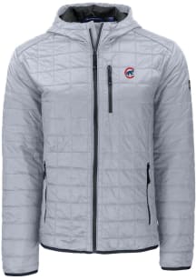 Cutter and Buck Chicago Cubs Mens Grey Rainier PrimaLoft Hooded Filled Jacket