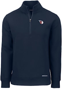 Cutter and Buck Cleveland Guardians Mens Navy Blue Roam Long Sleeve Qtr Zip Pullover