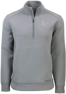 Cutter and Buck Kansas City Royals Mens Grey Roam Long Sleeve 1/4 Zip Pullover