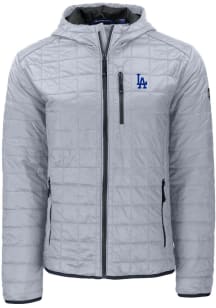 Cutter and Buck Los Angeles Dodgers Mens Grey Rainier PrimaLoft Hooded Filled Jacket