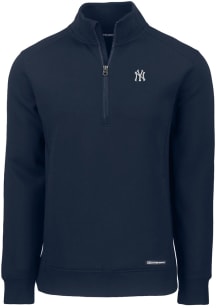 Cutter and Buck New York Yankees Mens Navy Blue Roam Long Sleeve 1/4 Zip Pullover