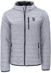 Cutter and Buck San Diego Padres Mens Grey Rainier PrimaLoft Hooded Filled Jacket