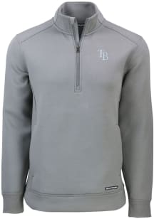Cutter and Buck Tampa Bay Rays Mens Grey Roam Long Sleeve 1/4 Zip Pullover