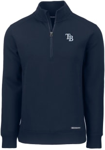 Cutter and Buck Tampa Bay Rays Mens Navy Blue Roam Long Sleeve 1/4 Zip Pullover