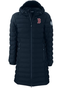 Cutter and Buck Boston Red Sox Womens Navy Blue Mission Ridge Repreve Long Heavy Weight Jacket