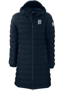 Cutter and Buck Detroit Tigers Womens Navy Blue Mission Ridge Repreve Long Heavy Weight Jacket