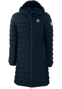 Cutter and Buck New York Yankees Womens Navy Blue Mission Ridge Repreve Long Heavy Weight Jacket