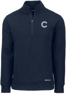 Cutter and Buck Chicago Cubs Mens Navy Blue City Connect Roam Long Sleeve 1/4 Zip Pullover