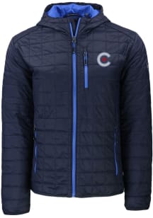 Cutter and Buck Chicago Cubs Mens Navy Blue City Connect Rainier PrimaLoft Hooded Filled Jacket