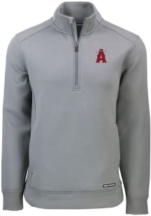 Cutter and Buck Los Angeles Angels Mens Grey City Connect Roam Long Sleeve 1/4 Zip Pullover