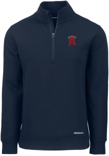 Cutter and Buck Los Angeles Angels Mens Navy Blue City Connect Roam Long Sleeve 1/4 Zip Pullover