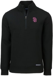 Cutter and Buck San Diego Padres Mens Black City Connect Roam Long Sleeve 1/4 Zip Pullover