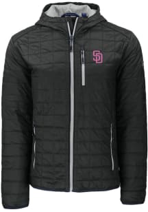 Cutter and Buck San Diego Padres Mens Black City Connect Rainier PrimaLoft Hooded Filled Jacket