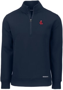 Cutter and Buck Boston Red Sox Mens Navy Blue Cooperstown Roam Long Sleeve 1/4 Zip Pullover