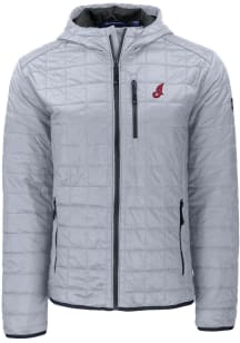 Cutter and Buck Cleveland Guardians Mens Grey Cooperstown Rainier PrimaLoft Hooded Filled Jacket
