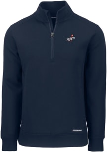 Cutter and Buck Los Angeles Dodgers Mens Navy Blue Cooperstown Roam Long Sleeve 1/4 Zip Pullover