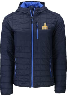 Cutter and Buck Seattle Mariners Mens Navy Blue Cooperstown Rainier PrimaLoft Hooded Filled Jack..