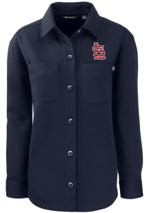 Cutter and Buck St Louis Cardinals Womens Navy Blue Cooperstown Roam Shirt Light Weight Jacket