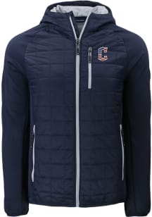 Cutter and Buck Cleveland Guardians Mens Navy Blue Stars and Stripes Rainier PrimaLoft Hybrid Me..