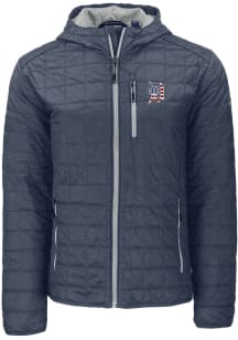 Cutter and Buck Detroit Tigers Mens Grey Stars and Stripes Rainier PrimaLoft Hooded Filled Jacke..