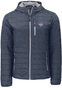 Cutter and Buck New York Mets Mens Grey Stars and Stripes Rainier PrimaLoft Hooded Filled Jacket