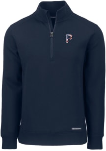 Cutter and Buck Pittsburgh Pirates Mens Navy Blue Stars and Stripes Roam Long Sleeve 1/4 Zip Pul..