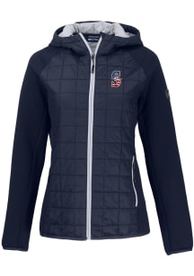 Cutter and Buck Seattle Mariners Womens Navy Blue Stars and Stripes Rainier PrimaLoft Hybrid Med..