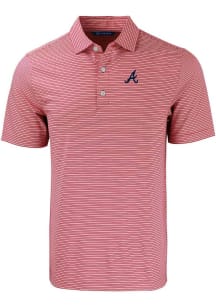 Cutter and Buck Atlanta Braves Big and Tall Red Forge Double Stripe Big and Tall Golf Shirt