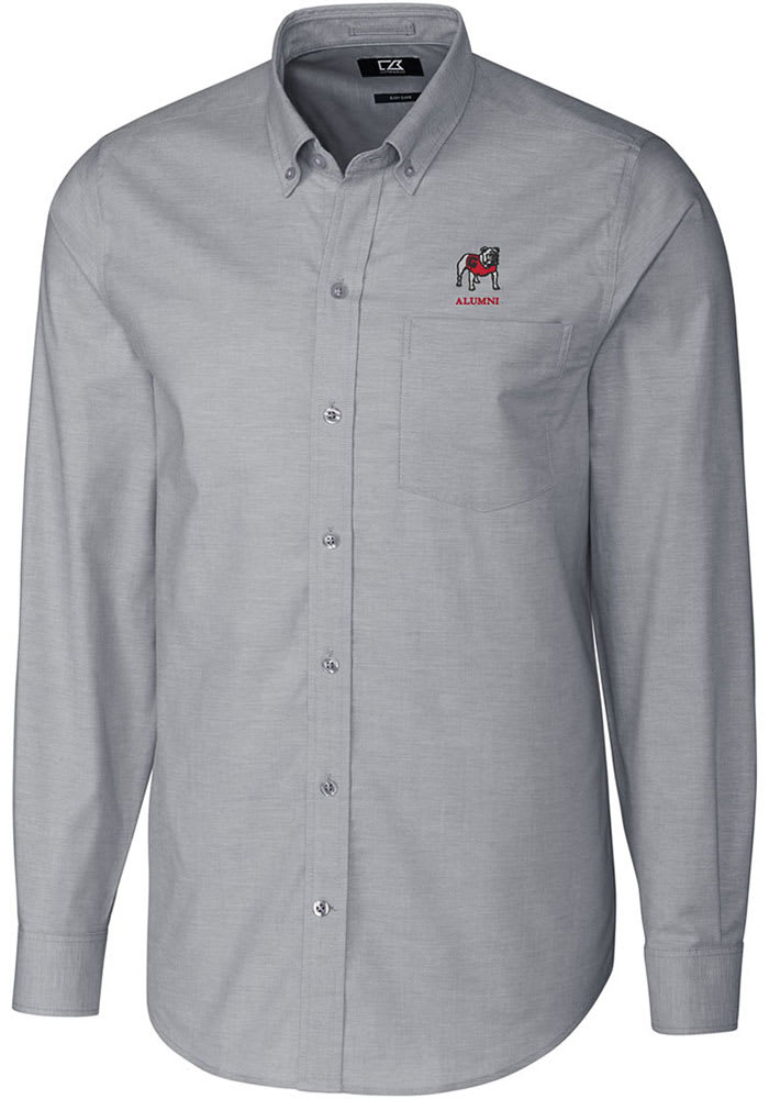 georgia bulldog men's dress shirt Men's Antigua Red Georgia Bulldogs Ellis Woven Tri-Blend Long Sleeve Button-Down Shirt