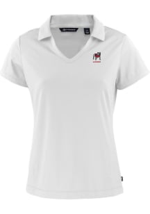Cutter and Buck Georgia Bulldogs Womens White Alumni Daybreak V Neck Short Sleeve Polo Shirt