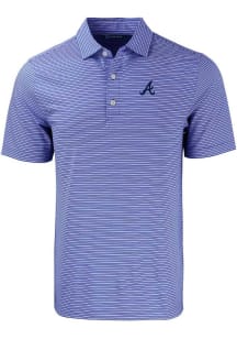 Cutter and Buck Atlanta Braves Big and Tall Blue Forge Double Stripe Big and Tall Golf Shirt
