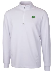 Cutter and Buck Marshall Thundering Herd Mens White Traverse Long Sleeve 1/4 Zip Pullover