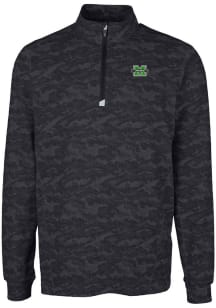 Cutter and Buck Marshall Thundering Herd Mens Black Traverse Long Sleeve 1/4 Zip Pullover