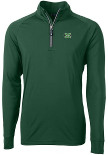 Cutter and Buck Marshall Thundering Herd Mens Green Adapt Eco Long Sleeve 1/4 Zip Pullover