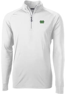Cutter and Buck Marshall Thundering Herd Mens White Adapt Eco Long Sleeve 1/4 Zip Pullover