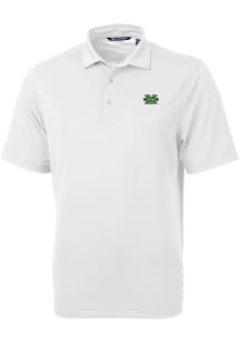 Cutter and Buck Marshall Thundering Herd Mens White Virtue Eco Pique Short Sleeve Polo