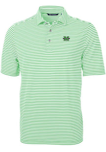 Cutter and Buck Marshall Thundering Herd Mens Kelly Green Virtue Eco Pique Short Sleeve Polo