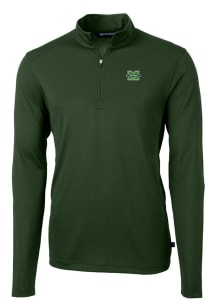Cutter and Buck Marshall Thundering Herd Mens Green Virtue Eco Pique Long Sleeve 1/4 Zip Pullove..