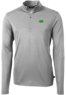 Cutter and Buck Marshall Thundering Herd Mens Grey Virtue Eco Pique Long Sleeve 1/4 Zip Pullover