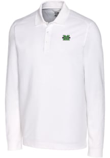 Cutter and Buck Marshall Thundering Herd Mens White Advantage Long Sleeve Polo Shirt