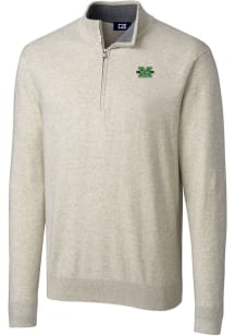 Cutter and Buck Marshall Thundering Herd Mens Oatmeal Lakemont Long Sleeve 1/4 Zip Pullover