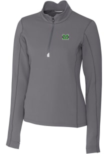 Cutter and Buck Marshall Thundering Herd Womens Grey Traverse 1/4 Zip Pullover