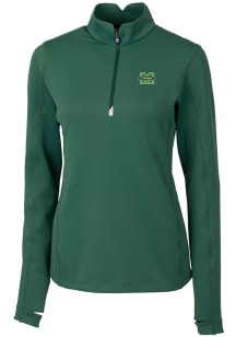 Cutter and Buck Marshall Thundering Herd Womens Green Traverse 1/4 Zip Pullover