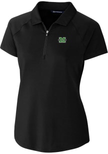 Cutter and Buck Marshall Thundering Herd Womens Black Forge Short Sleeve Polo Shirt