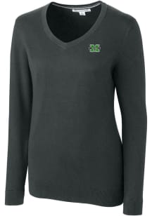 Cutter and Buck Marshall Thundering Herd Womens Charcoal Lakemont Long Sleeve Sweater